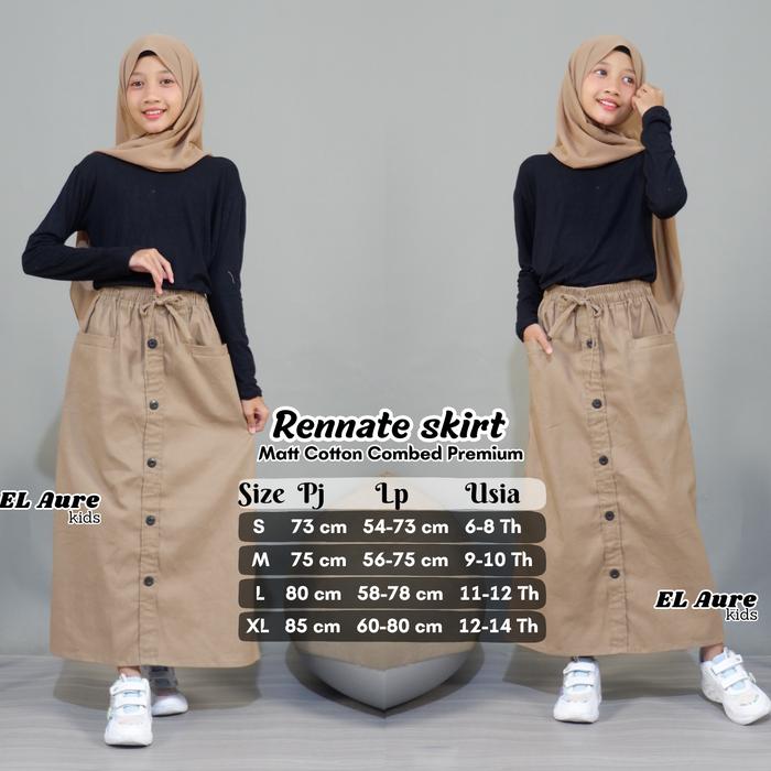 Rok Anak Perempuan Kancing Depan 6-14 Tahun / Rok Kancing Depan Paspol Anak Perempuan Kain Cotton Co