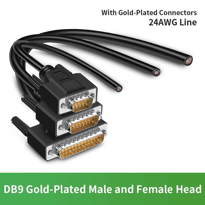 DB9 DB15 DB25 kabel konektor 24AWG 9/15/25 Pin jalur sinyal bebas