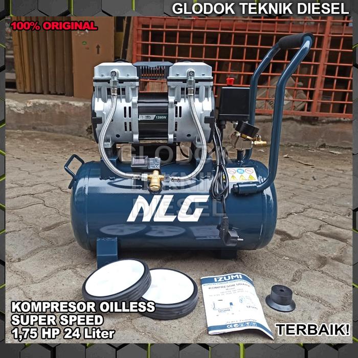 NLG Air Compressor Oilless Silent 1.75 HP 24 Liter Super Speed HS OL 1390 SS 24 L ARTIX Kompresor An