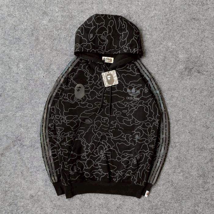 HOODIE SWEETER BAPE X AD1NDA TECHNO REFLEKTIF HOLOGRAM NYALA FULLTAG