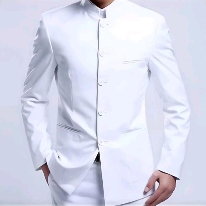 jas koko pria mandarin warna putih premium jas koko muslim pri modern jas formal jas murah berkualit