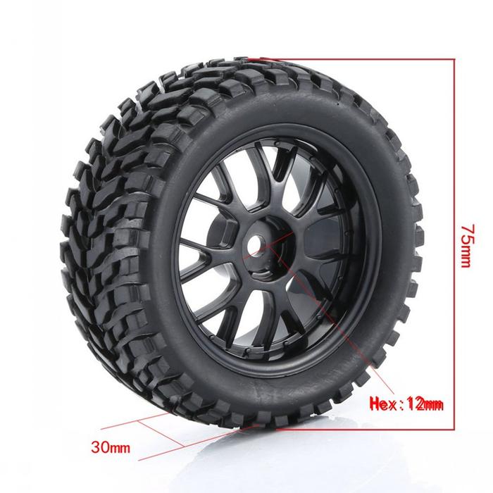 4 Buah Ban Roda 75Mm dengan Sisipan Busa untuk Wltoys 144001 124019