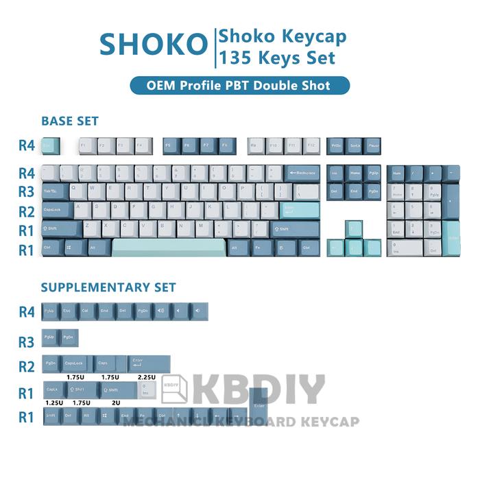 KBDiy GMK SHOKO Clone Keycap OEM Profile PBT Keycaps Blue Gray 135