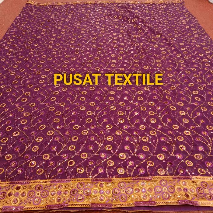 COD... Kain Sari India Bordir Premium / Bahan Kebaya Sari Full Spenggel