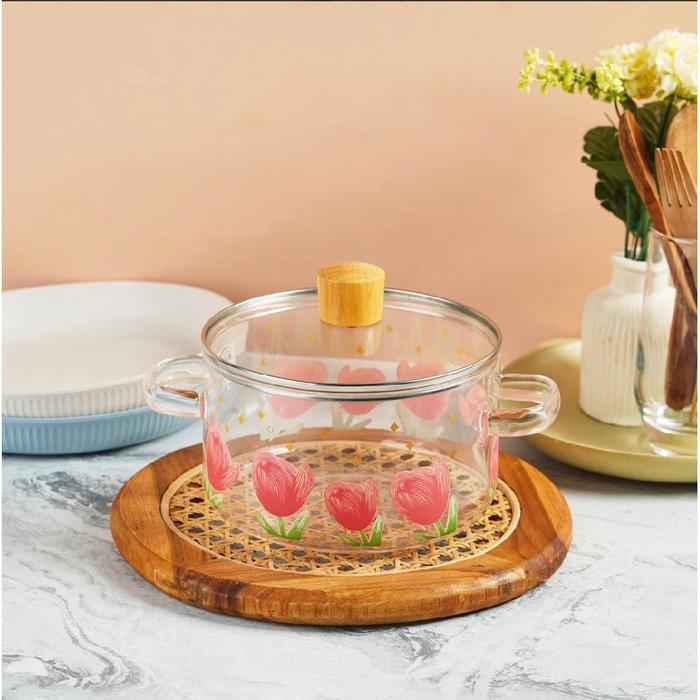 Panci Kuping Rebus Cooking Soup Kaca Borosilicate Glass Tahan Panas