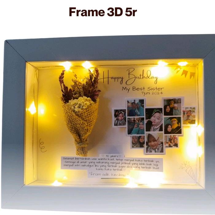 Frame 3D Ukuran 5r dengan Lampu LED untuk Dekorasi Foto dan Hadiah Spesial