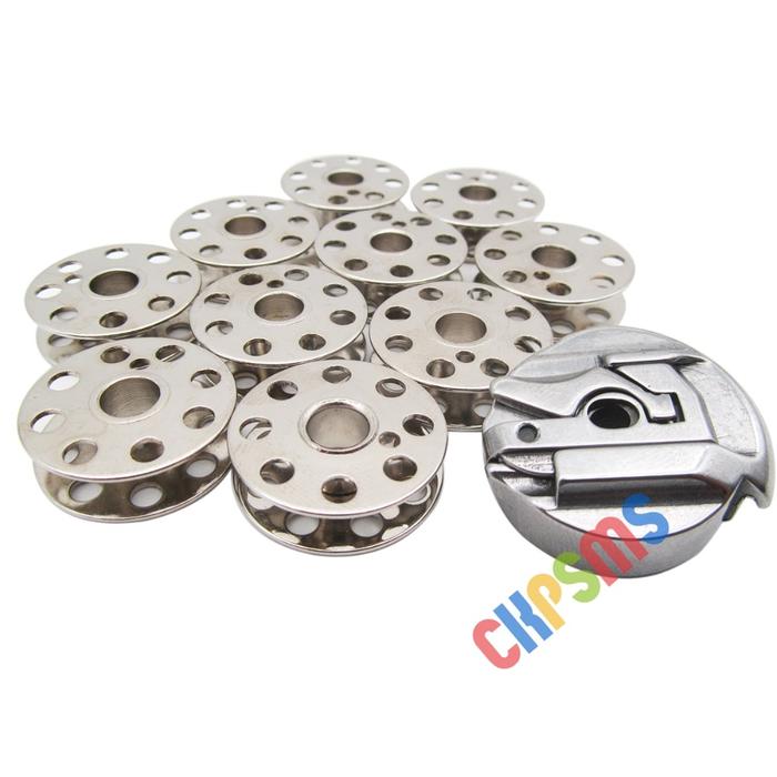 Bobbin Case #45751 + 10 Bobbin Cocok untuk Mesin Jahit Featherweight