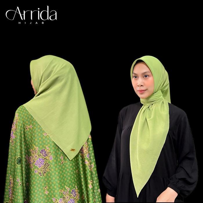 Segiempat Voal Hijau Muda 115x115 Lasercut Premium Logo FREE POUCH / Segiempat Hijau Muda / Kerudung