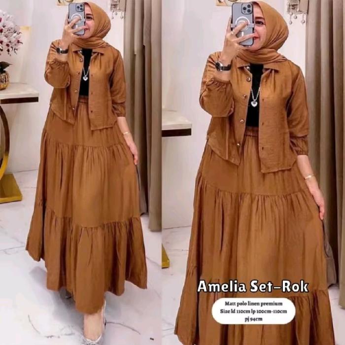 Onset Ruby Set Rok Dan Atasan Wanita Bahan Cringkel Airflow Ukuran Jumbo Dan Setandar Oneset Terbaru