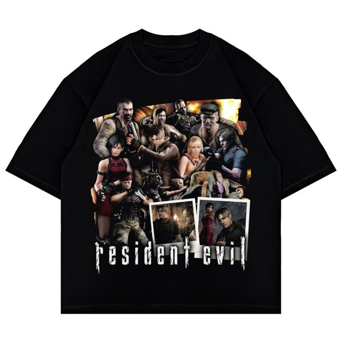 Psycho Crucify "Resident Evil 4" Oversized T-Shirt | Black | Kaos Oversize | Vintage | Atasan