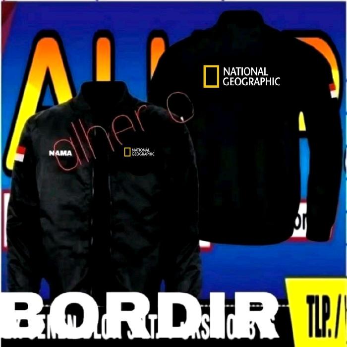ready stok full bordir jaket bomber national geographic jaket national geographic jaket seragam nati