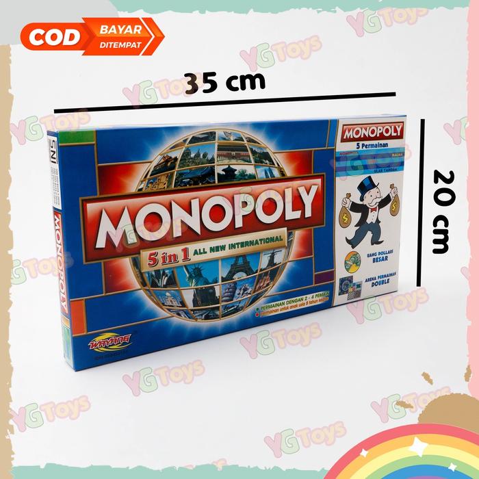 YGtoys Monopoli 5 in 1 Ludo Halma Ular Tangga Catur Mainan Keluarga Anak Seru Permainan Papan Edukat