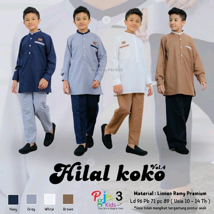 Hilal setelan koko anak bahan adem usia 10-14 tahun by pgj kids l Setelan baju muslim anak lakilaki 