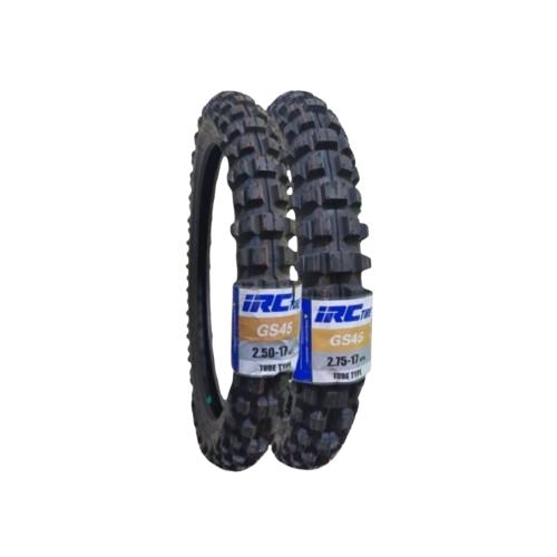 PAKET SEPASANG BAN TRAIL TAHU IRC GS45 250 275 RING 17 ORIGINAL Tubetype Depan Belakang Motor Bebek 