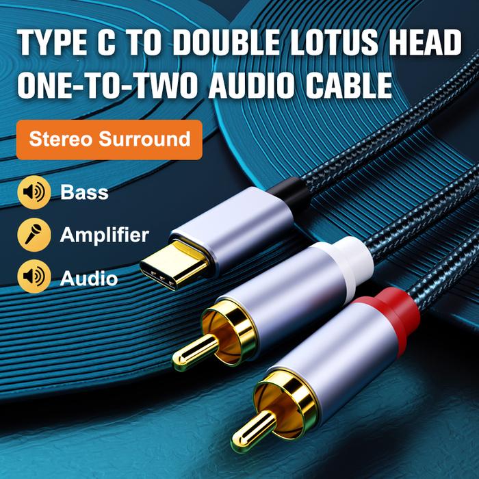 1pc Type C To RCA Audio Cable 2 RCA Aux Cord Converter USB C Audio Line For Mobile Phone Speaker Amp
