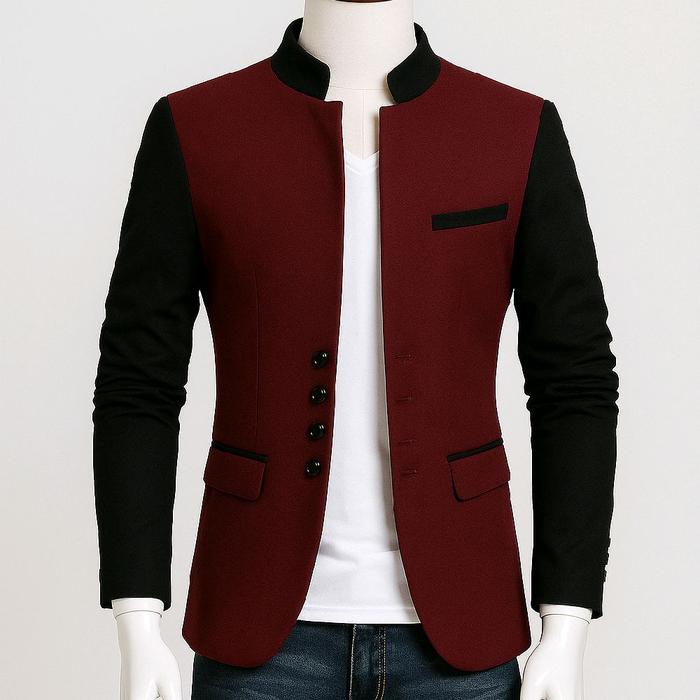 [NKY] Blazer Pria Slim Fit RAIN MAROON - Jas  Formal Korea Pesta casual santai gaul