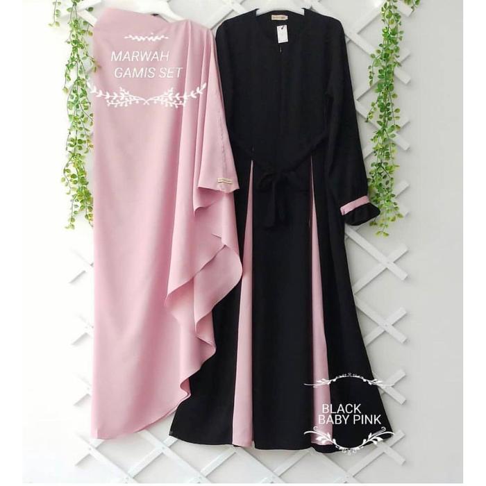 Outfit Muslim Gamis Syari Marwah Set Termurah !!!