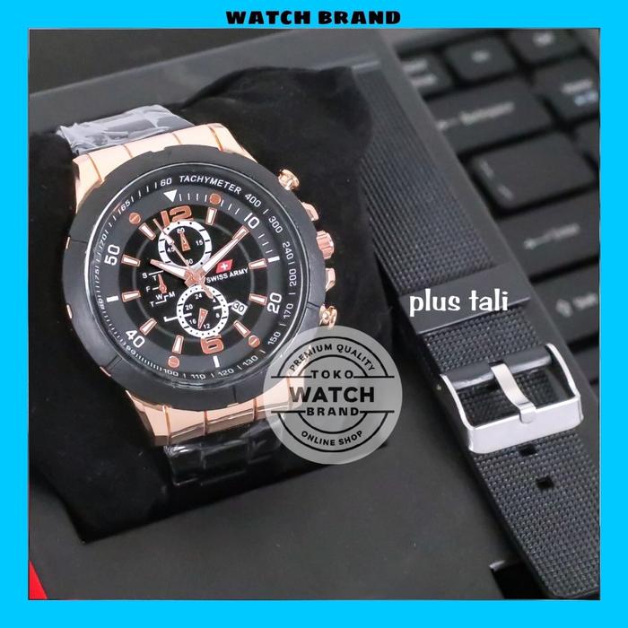 Jam Tangan Swiss Army Pria Strap Rantai Model Expedition Alexandre Christie Tanggal Aktif Bonus Tali