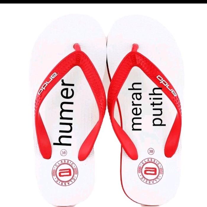 Humer Sandal Jepit Merah Putih Classic Size 38 untuk Pria dan Wanita