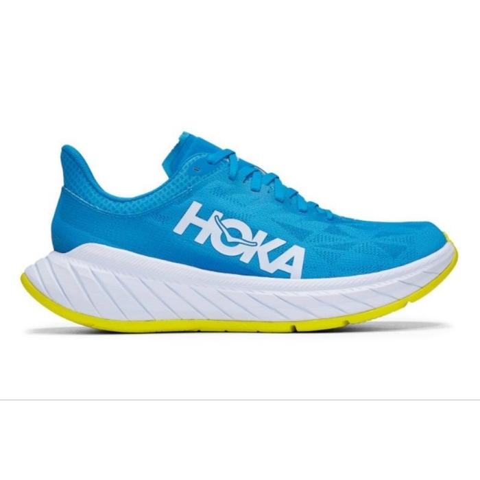 ￼HOKA ONE ONE CARBON X2 BLUE YELLOW WHITE ORIGINAL