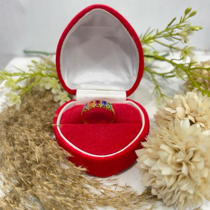 Cincin emas muda rainbow cincin emas mata warna warni