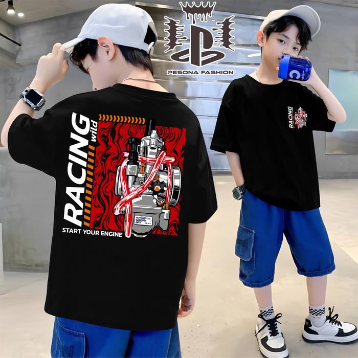 Kaos Anak Racing Wild ENGINE Baju Modifikasi Speedcious Automotive Racing Wear Motif Fashion