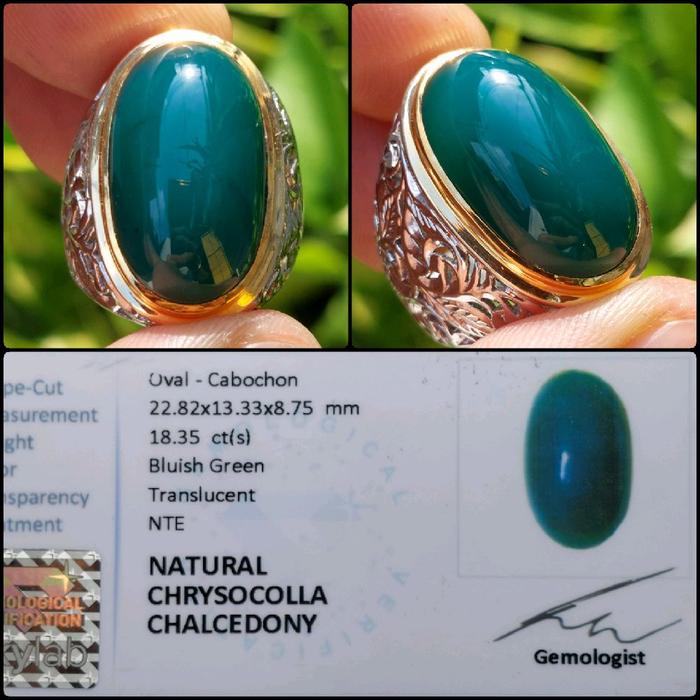Bacan Gulau Kristal Natural Chrysocolla in Chalcedony No Treatment Batu Akik Asli