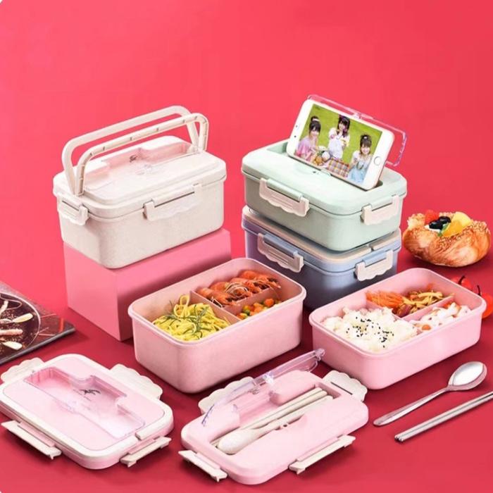 LUNCH BOX - TEMPAT MAKAN SET DENGAN SENDOK DAN GARPU