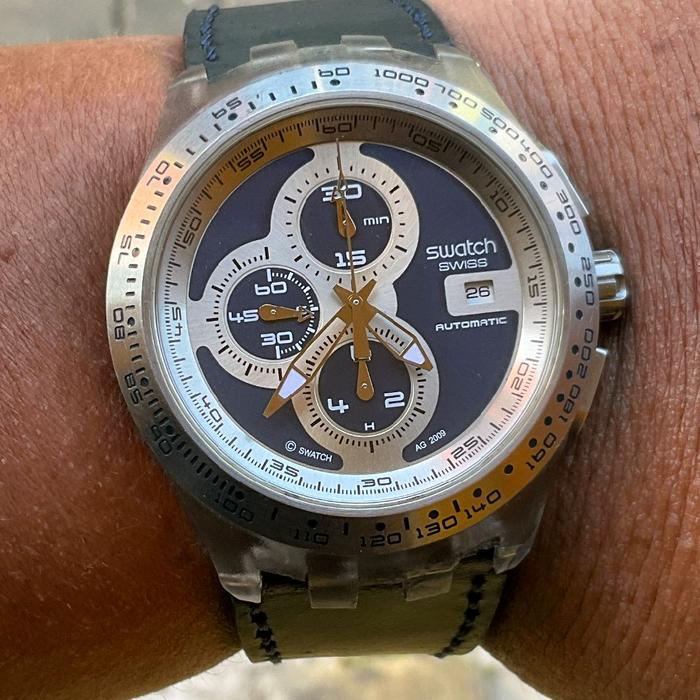 JAM SWISS MODERN : SWATCH CHRONOGRAPH AUTOMATIC BLUE DIAL ORIGINAL