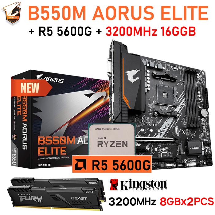 Socket AM4 Gigabyte B550M AORUS ELITE AM4 Motherboard Combo AMD Ryzen