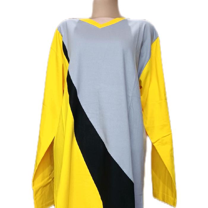 Baju senam wanita muslimah / atasan olahraga tunik kuning abu / baju senam murah / baju olahraga gur