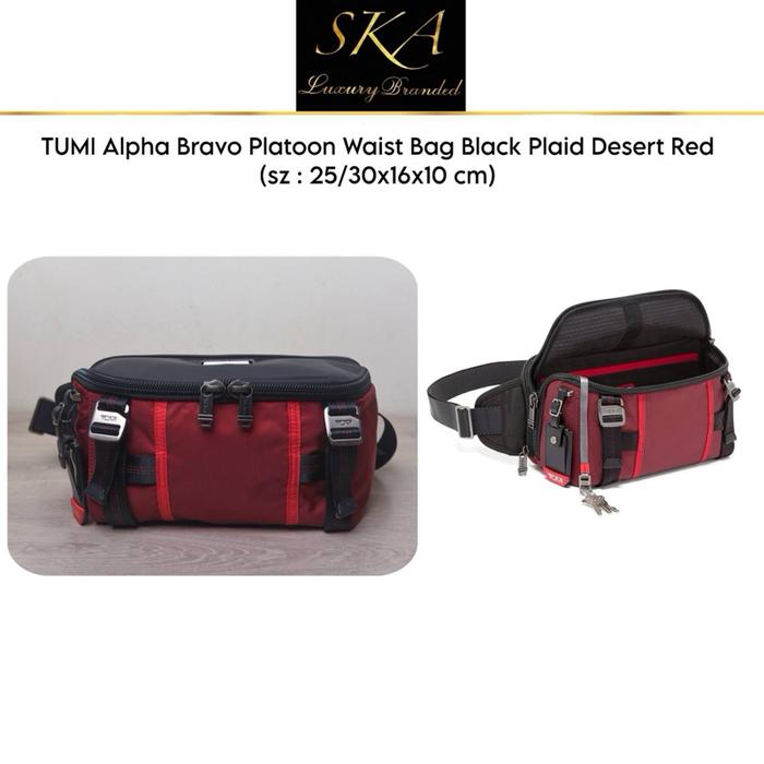 Tumi Alpha Bravo Platoon Waist Bag Black Plaid Desert Red