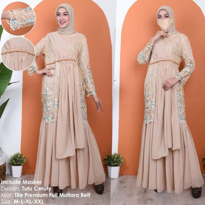 Gamis Duyung Selendang Mutiara/Gamis Terbaru/Gamis Pesta/Gamis Duyung/Gamis Tille/Gamis Brokat Tille