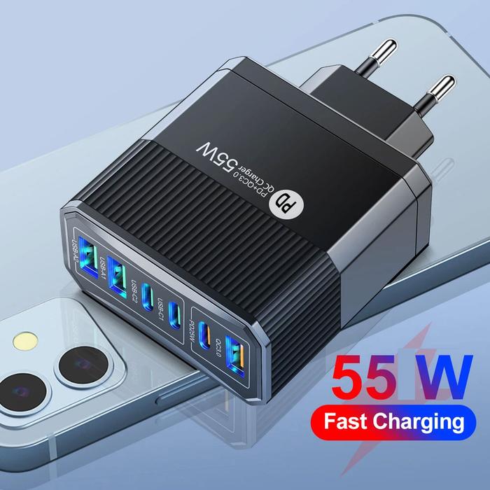 GrandMall - Kepala Charger PD | Charger Fast Charging | Charger Multi Port 55W
