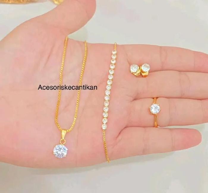 Set Perhiasan Xuping Asli Elegan Lapis Emas Mewah Anti Luntur Murah Wanita Dewasa Cantik Kekinian Po
