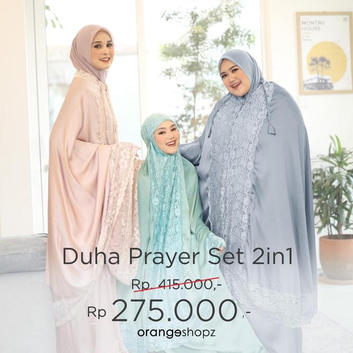 Mukena 2in1 Brokat Duha Prayer Set | Mukena Satin Silk Elegan Resleting Tali