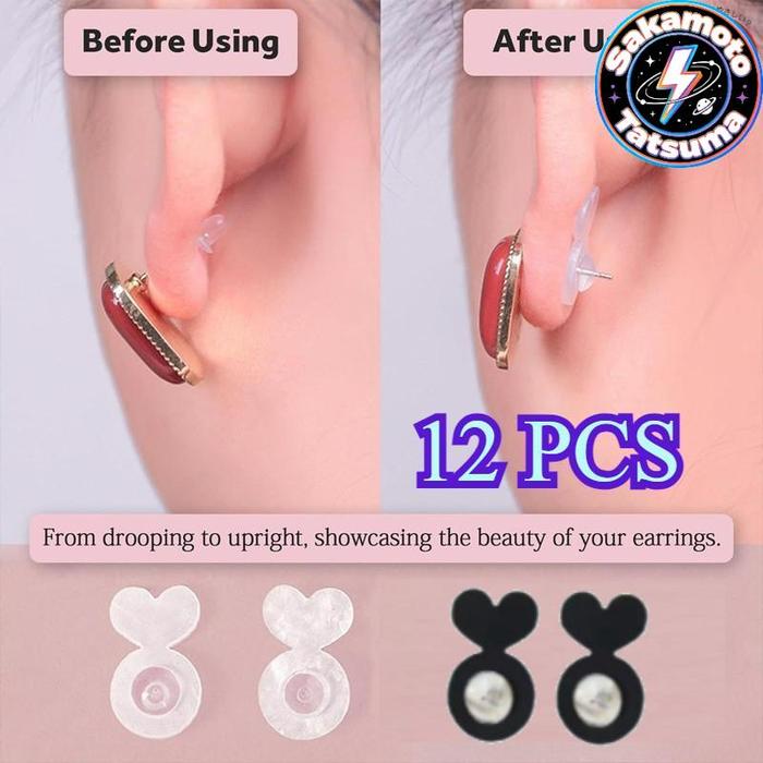 12PCS Penutup Bantalan Anting Tusuk Bauh Premium Pantat Anting Silikon Pantat Anting Silikon Premium