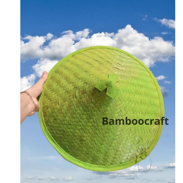 Topi caping bambu anak /caping bambu warna hijau muda