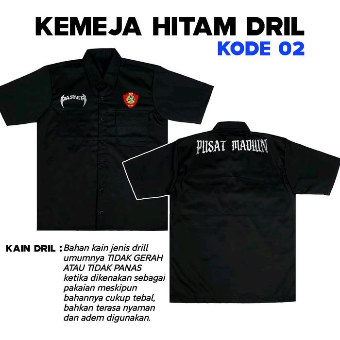 Kemeja hitam bahan dril tebal . Iks.pi kera sakti. Hem kera sakti Distro Baju Pria