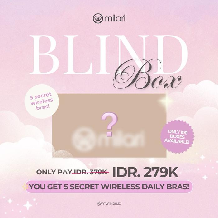 Milari Blind Box Daily Bra Tanpa Kawat  Warna Random Isi 5Pcs/Box  Kualitas Export Korea