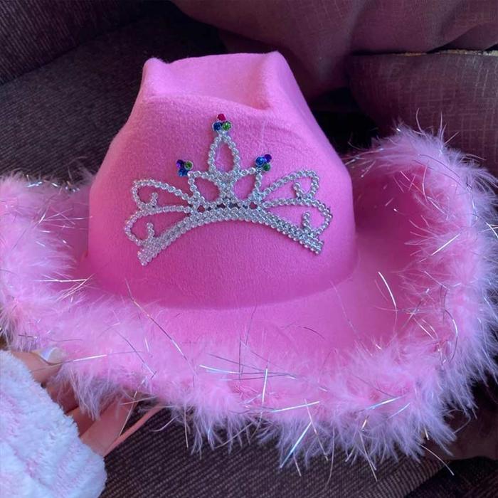 Cowgirlhat Y2K | Pink Cowgirlhat | Cowboyhat | Topi Koboi Keren | Cowboy Cowgirl Hat Y2K