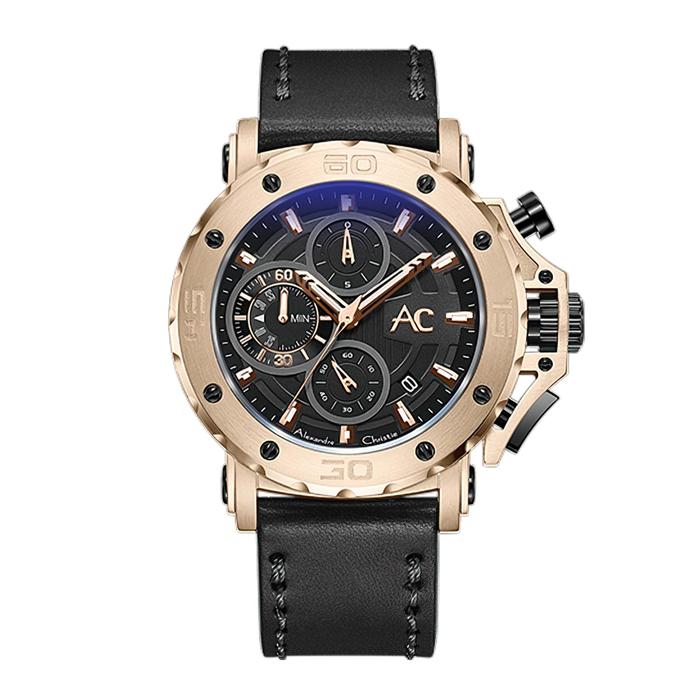 ALEXANDRE CHRISTIE AC 9205 PRIA SOFT ROSEGOLD BLACK LEATHER ORIGINAL