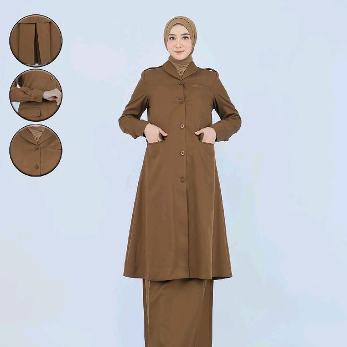 Pemda non puring rok span /Tunik pemda  kantong 3 non puring rok span