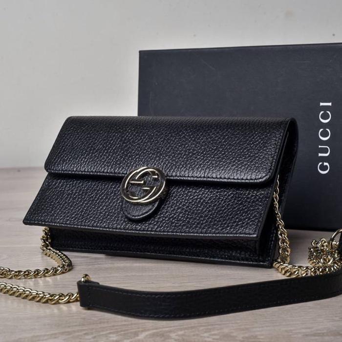 GUCCI INTERLOCKING WOC BLACK LGHW