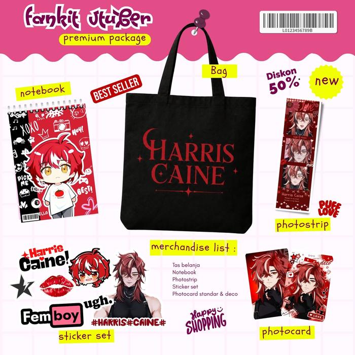 FKPCT1 - HARRIS CAINE FANKIT / FAN KIT VTUBER EOS / SEFURDEN / PANDAVVA / PANDAWA / HOLOLIVE / GIFT 