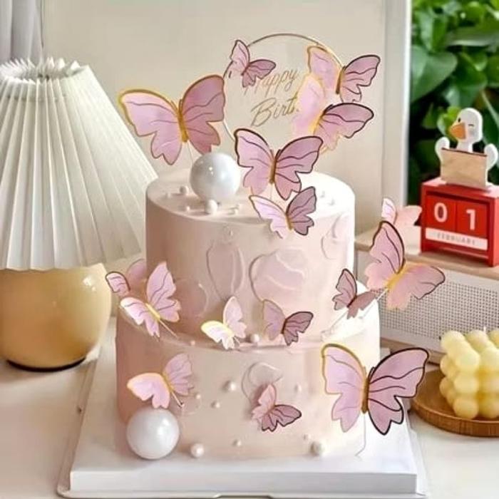 {BG} 10pcs Topper Kupu-Kupu Hiasan Kupu-Kupu Topper Kue Butterfly Buket Dekorasi Cake / Topper Kupu-