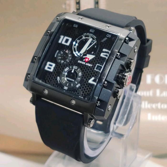 JAM TANGAN PRIA SPORTY SWISS ARMY MASTER RUBBER ORIGINAL BERGARANSI FULL BLACK