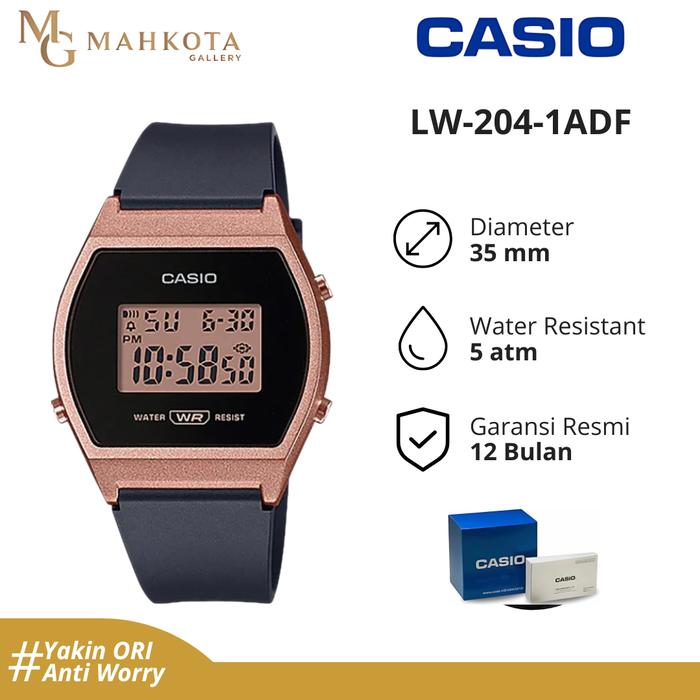 Jam Tangan Pria Wanita Digital Kotak Persegi Casio Seri LW-204 Strap Karet Original dan Bergaransi