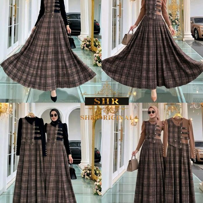 SHR BAJU GAMIS SHR MOTIF KOTAK RAJUT COD untuk Wanita Muslim dengan Desain Elegan dan Nyaman
