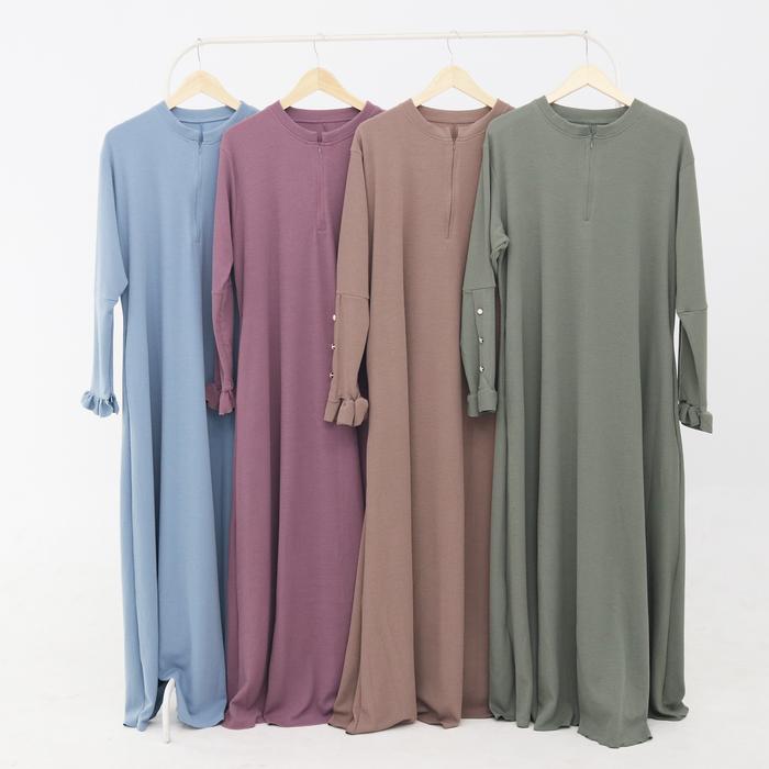 KARINE - Aleza Dress Wanita Knit Premium Elegan | Atasan Dress Muslim Wanita Simple | Casual long Dr